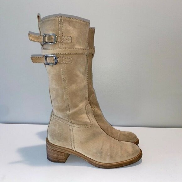Gucci Womens Boots Beige Leather Mid Calf 7 - Picture 1 of 12